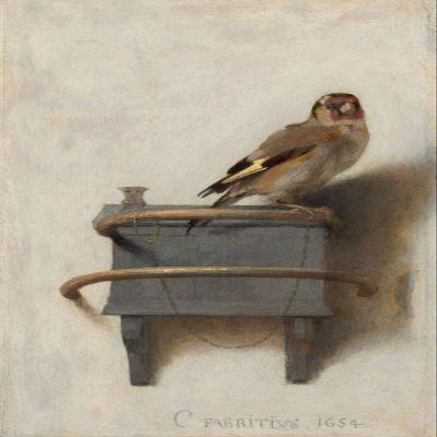 100% Smooth Cotton Paper - Carel Fabritius - The Goldfinch (1654) - Painting Photo Poster Print Art Gift - Size: 24 x 16 Inches