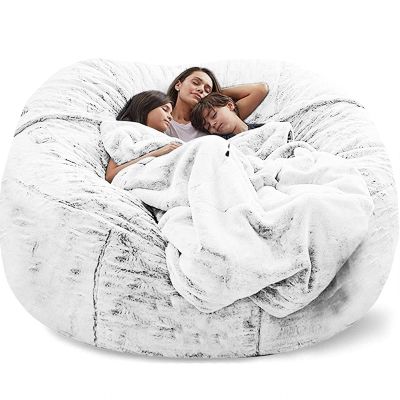 AADECOR 5/6/7ft Giant Bean Bag Chair for Adults Washable Jumbo Bean Bag Sofa Chair (no Filling) Living Room Furniture Party Leisure Furry Soft Bean Bag Sofa Cover,E-7FT