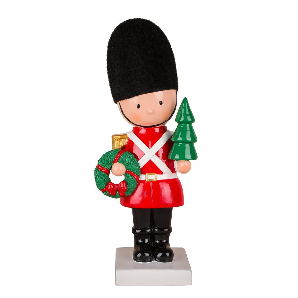 11" Christmas Soldier with Wreath and Tree Red 11 in Un-lit