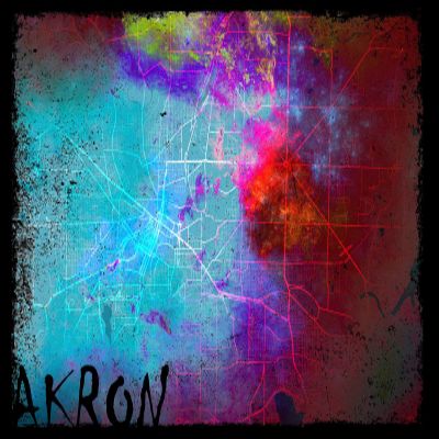 100% Smooth Cotton Paper - Akron, Ohio, USA Original Map Design Colourboo - Art Print Poster Photo Gift - Size: 24 x 16 Inches