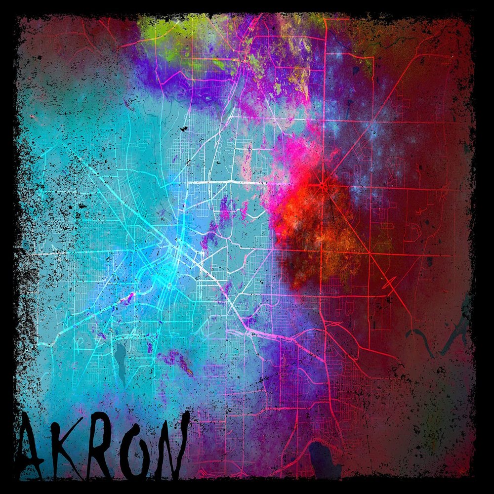 100% Smooth Cotton Paper - Akron, Ohio, USA Original Map Design Colourboo - Art Print Poster Photo Gift - Size: 24 x 16 Inches