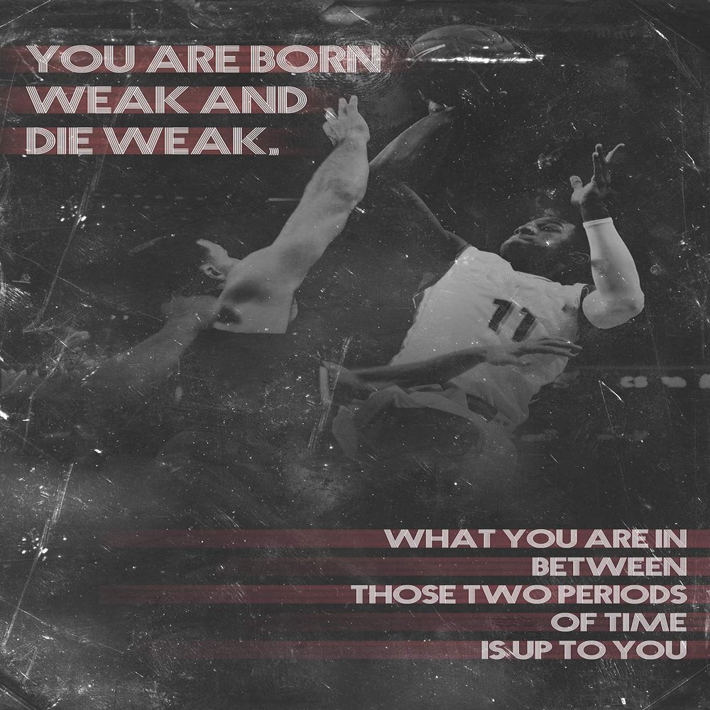 100% Smooth Cotton Paper - Basketball Motivational Poster 06"You are Born weak. Photo Print Art Motivation Quote Gift B Ball - Size: 24 x 16 Inches
