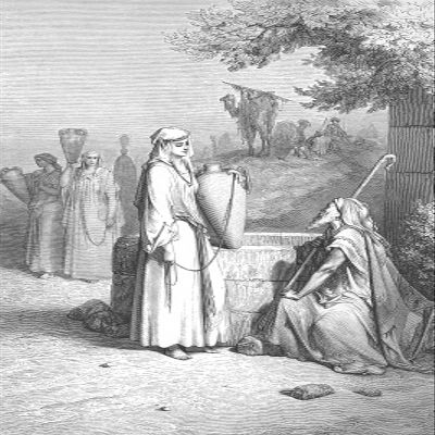 100% Smooth Cotton Paper - Gustave Dore - Eliezer and Rebekah at The Well (1866) Poster Painting Etching Drawing Woodcut Art Print - Size: 24 x 16 Inches