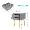 VERYKE 2-Drawer Nightstand Set of 2 Bedroom Beside Table Mid-Century End Side Table Night Stand Modern Dresser with Solid Wood Legs and Metal Handle for Living Room(Blue) view 3