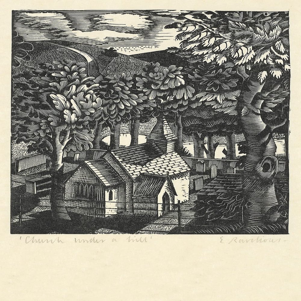 100% Smooth Cotton Paper - Eric Ravilious - Church Under a Hill (1935) Photo Poster Painting Art Print - Size: 24 x 16 Inches