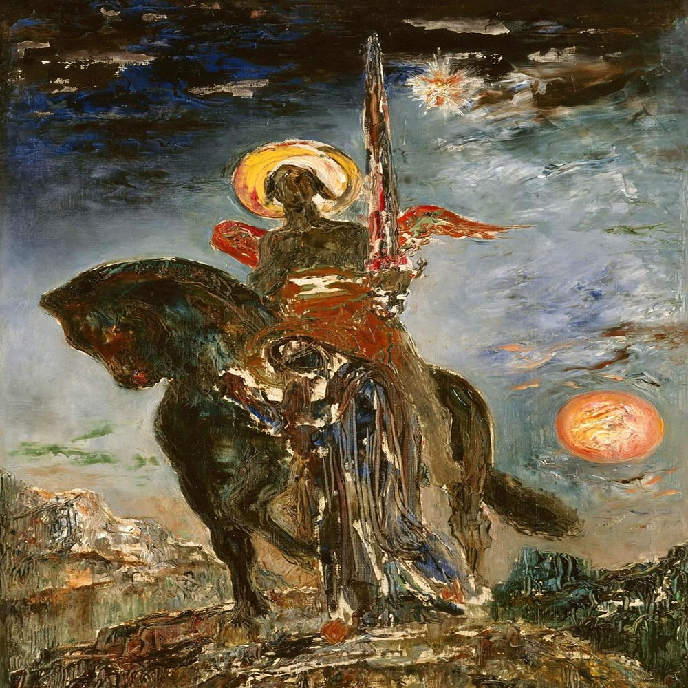 100% Smooth Cotton Paper - Gustave Moreau - The Parca and The Angel of Death (1890) Photo Poster Painting Art Print - Size: 24 x 16 Inches