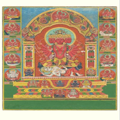 100% Smooth Cotton Paper - Goddess Tripurasundari Parvati Shiva Durga Purnacandi (20th Century) Photo Poster Painting Art Print - Size: 24 x 16 Inches