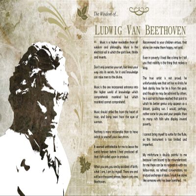 100% Smooth Cotton Paper - The Wisdom of Ludwig Van Beethoven Poster - Photo Art Print Gift Motivation - Size: 24 x 16 Inches