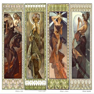 100% Smooth Cotton Paper - Alphonse Mucha - Autumn Moon and Stars (1902) Photo Poster Painting Art Print - Size: 24 x 16 Inches