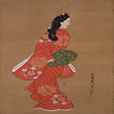 100% Smooth Cotton Paper - Hishikawa Moronobu - Beauty Looking Back (17th-Century) - Painting - Photo Poster Print Art Gift Japan Japanese Ukiyo-e - Size: 24 x 16 Inches