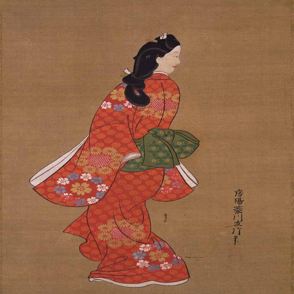 100% Smooth Cotton Paper - Hishikawa Moronobu - Beauty Looking Back (17th-Century) - Painting - Photo Poster Print Art Gift Japan Japanese Ukiyo-e - Size: 24 x 16 Inches