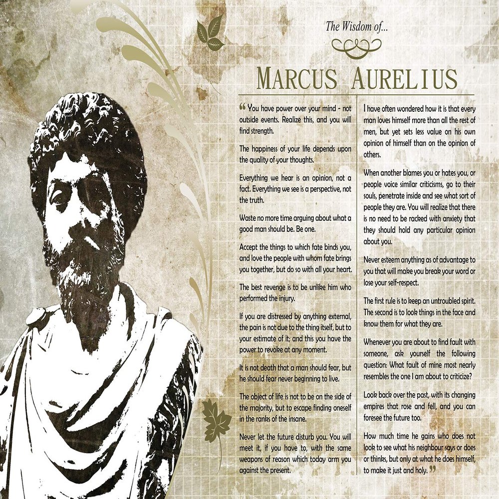 100% Smooth Cotton Paper - The Wisdom of Marcus Aurelius Poster - Photo Art Print Gift Motivation - Size: 24 x 16 Inches