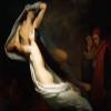 100% Smooth Cotton Paper - ARY Scheffer - Dante and Virgil Encountering The Shades of Francesca de Rimini and Paolo in The Underworld (1855) Photo Poster Painting Art Print - Size: 24 x 16 Inches view 1
