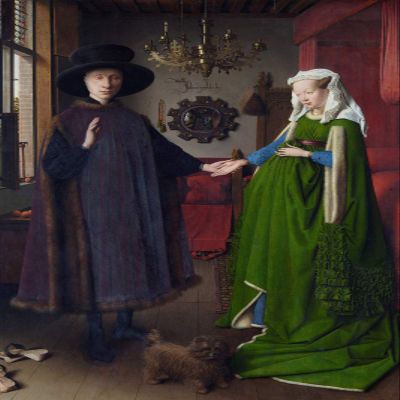 100% Smooth Cotton Paper - Jan Van Eyck - Arnolfini Portrait (1434) - Reproduction of a Painting - Photo Poster Print Art Gift - Size: 24 x 16 Inches