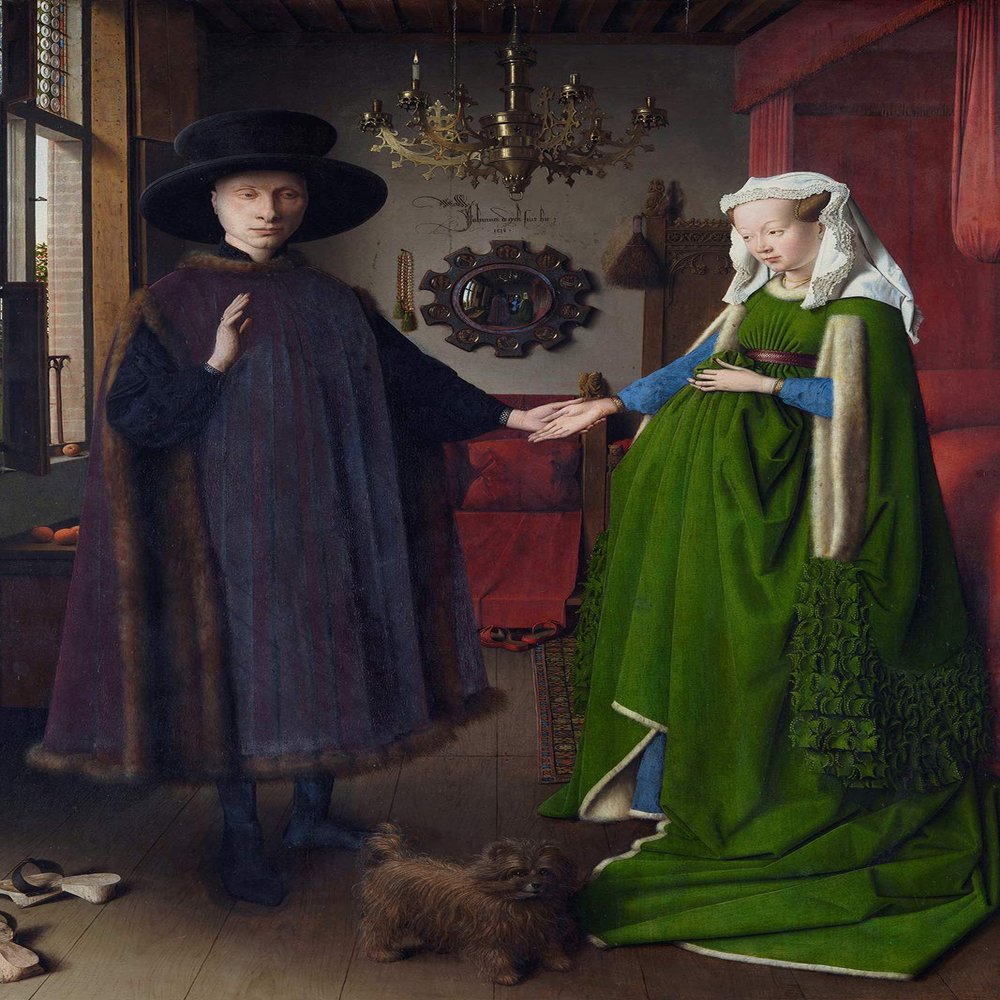 100% Smooth Cotton Paper - Jan Van Eyck - Arnolfini Portrait (1434) - Reproduction of a Painting - Photo Poster Print Art Gift - Size: 24 x 16 Inches