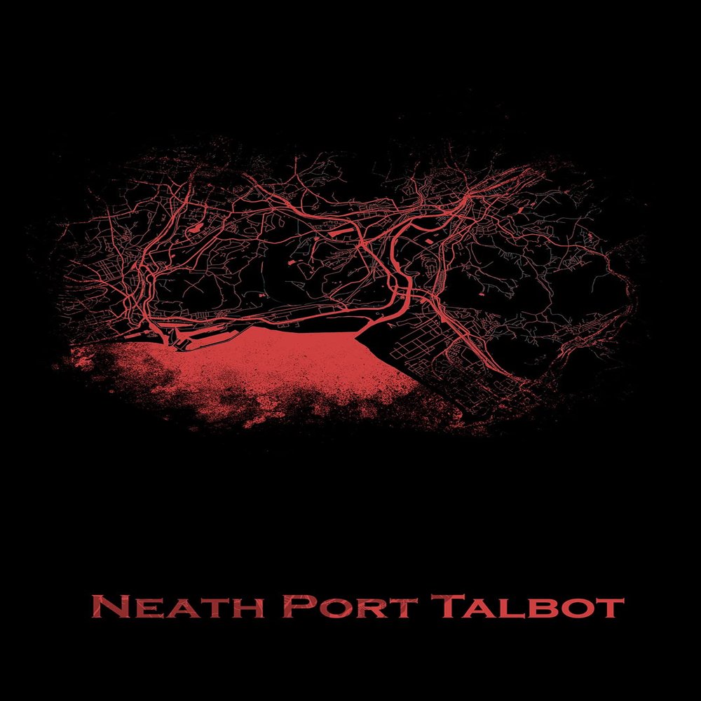 100% Smooth Cotton Paper - Neath Port Talbot, Wales, United Kingdom (UK) Original Map Design Red Splatter - Art Print Poster Photo Gift - Size: 24 x 16 Inches