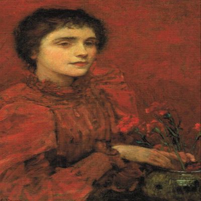 100% Smooth Cotton Paper - Charles W. Bartlett - Study in Red/Emily Gertrude Littlejohns Bartlett (1897) Photo Poster Painting Art Print - Size: 24 x 16 Inches
