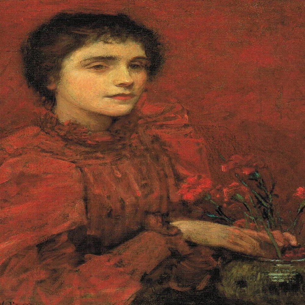 100% Smooth Cotton Paper - Charles W. Bartlett - Study in Red/Emily Gertrude Littlejohns Bartlett (1897) Photo Poster Painting Art Print - Size: 24 x 16 Inches