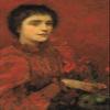 100% Smooth Cotton Paper - Charles W. Bartlett - Study in Red/Emily Gertrude Littlejohns Bartlett (1897) Photo Poster Painting Art Print - Size: 24 x 16 Inches view 1