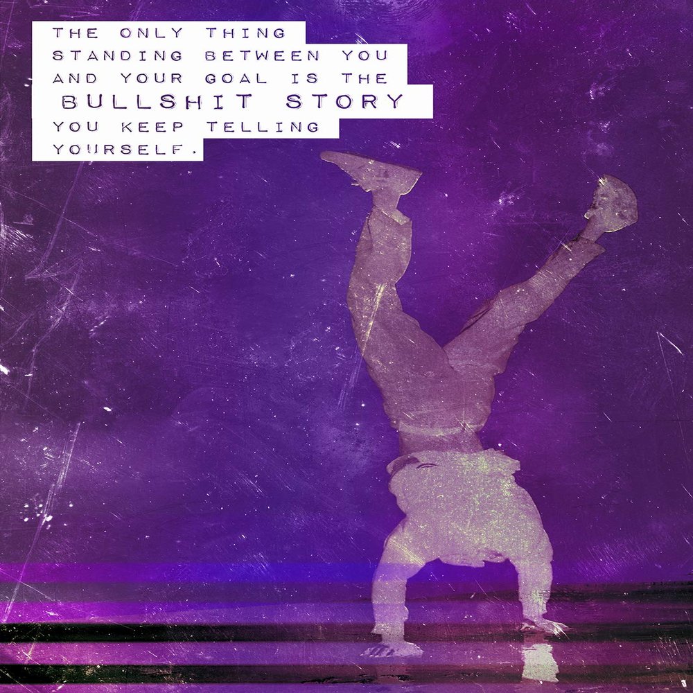 100% Smooth Cotton Paper - Handstand Motivational Poster 08"Bulls**t Story. Photo Print Art Motivation Quote Gift Gymnastics - Size: 24 x 16 Inches