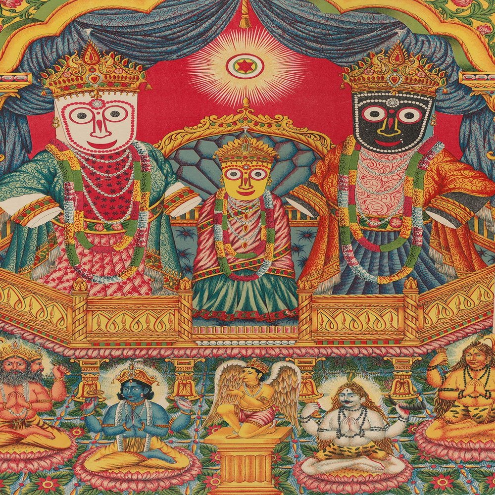 100% Smooth Cotton Paper - Shri Shri Jagannatha (Krishna as The Lord of The World) (1890) - Painting Photo Poster Print Art Gift Home Wall Decor - Hindu God - Size: 24 x 16 Inches