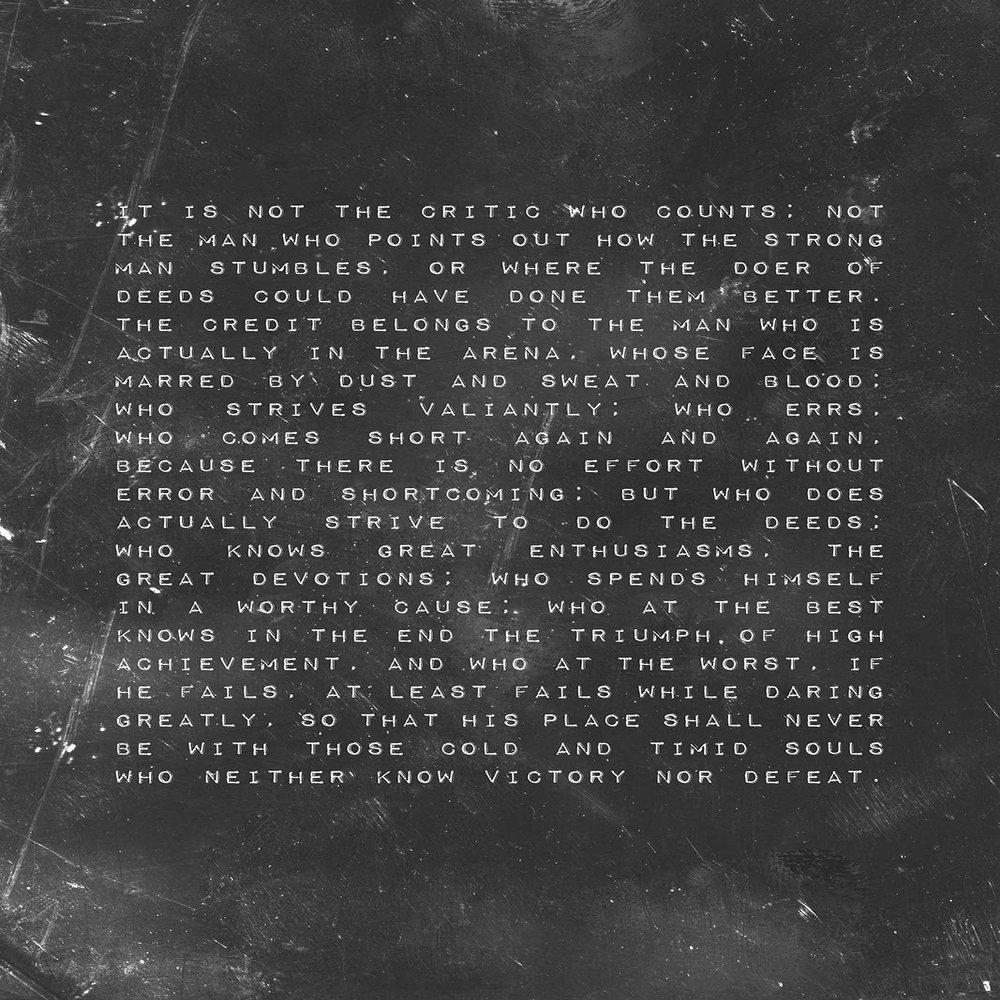 100% Smooth Cotton Paper - Theodoore Roosevelt Poem Print - The Man in The Arena - Simple Grit Motivation Inspiration MMA BJJ - Art Photo Poster Gift - Size: 24 x 16 Inches