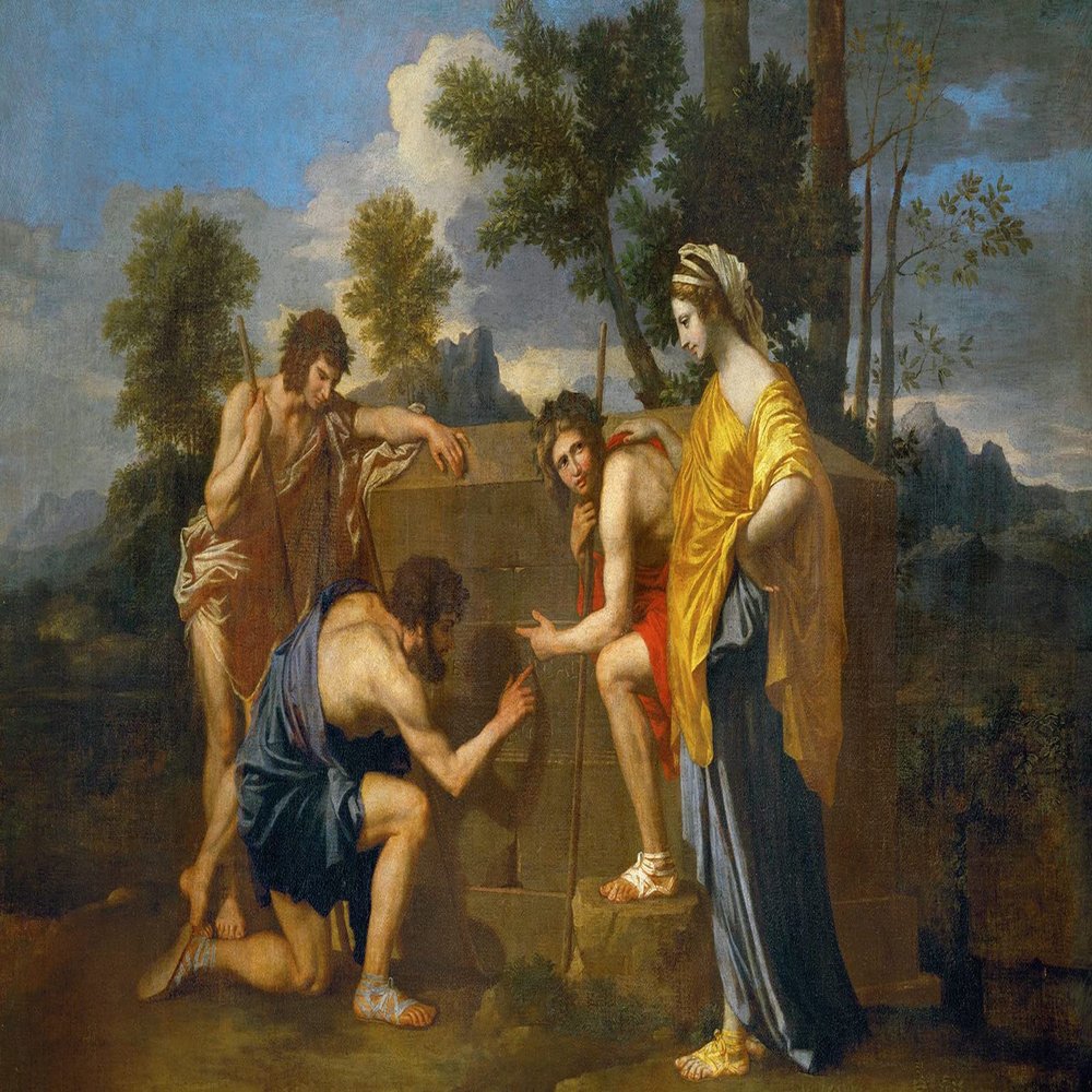 100% Smooth Cotton Paper - Nicolas Poussin - The Arcadian Shepherds (1628) Photo Poster Painting Art Print - Size: 24 x 16 Inches