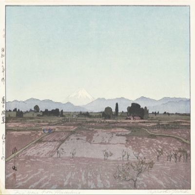 100% Smooth Cotton Paper - Hiroshi Yoshida - Mount Fuji from Musashino (1928) Photo Poster Painting Art Print - Size: 24 x 16 Inches