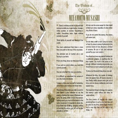100% Smooth Cotton Paper - The Wisdom of Miyamoto Musashi Poster - Photo Art Print Gift Motivation - rnin Samurai MMA Martial Arts Swordsman Sun Tzu - Size: 24 x 16 Inches