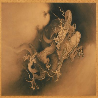 100% Smooth Cotton Paper - Kano Hogai - Two Dragons in Clouds (1885) Photo Poster Painting Art Print - Size: 24 x 16 Inches