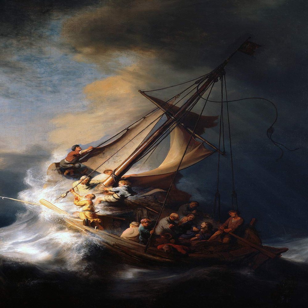 100% Smooth Cotton Paper - Rembrandt - The Storm on The Sea of Galilee (1633) - Reproduction of a Painting - Photo Poster Print Art Gift - Size: 24 x 16 Inches