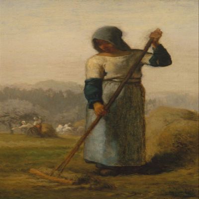 100% Smooth Cotton Paper - Jean-Francois Millet - Woman with a Rake (1857) - Reproduction of a Painting - Photo Poster Print Art Gift - Jean-Franois - Size: 24 x 16 Inches