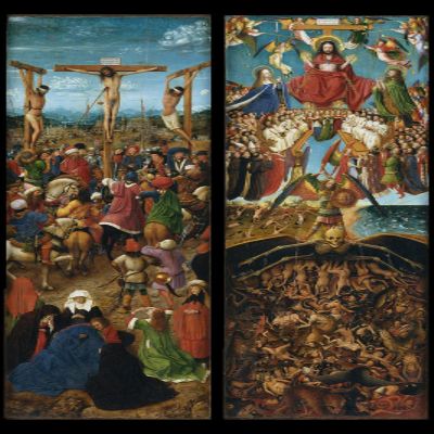 100% Smooth Cotton Paper - Jan Van Eyck - Crucifixion of Jesus and Day of Judgement (1425) Diptych Extract Photo Poster Painting Art Print - Size: 24 x 16 Inches