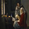 100% Smooth Cotton Paper - Johannes Vermeer - Girl Interrupted at her Music (1661) Photo Poster Painting Art Print - Size: 24 x 16 Inches view 1