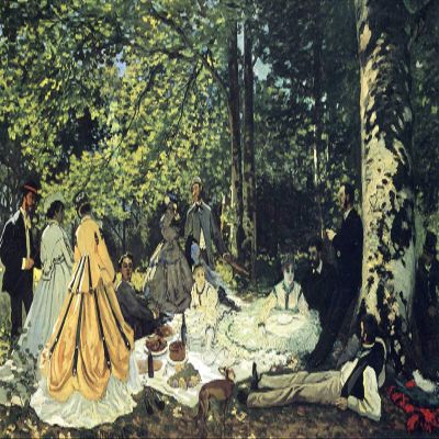 100% Smooth Cotton Paper - Claude Monet - Luncheon on The Grass (1865) - Painting Photo Poster Print Art Gift - Oscar French Impressionist Impressionism - Size: 24 x 16 Inches