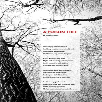 100% Smooth Cotton Paper - William Blake Poem Print - A Poison Tree - Spooky Background - Art Photo Poster Gift - Size: 24 x 16 Inches