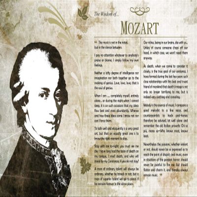 100% Smooth Cotton Paper - The Wisdom of Mozart Poster - Photo Art Print Gift Motivation - Size: 24 x 16 Inches