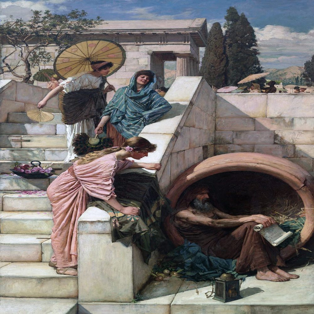 100% Smooth Cotton Paper - John William Waterhouse - Diogenes (1882) Photo Poster Painting Art Print - Size: 24 x 16 Inches
