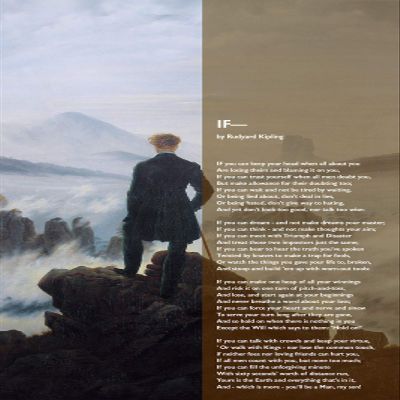 100% Smooth Cotton Paper - Rudyard Kipling Poem Print - If - Horizon Background - Art Photo Poster Gift - Size: 24 x 16 Inches