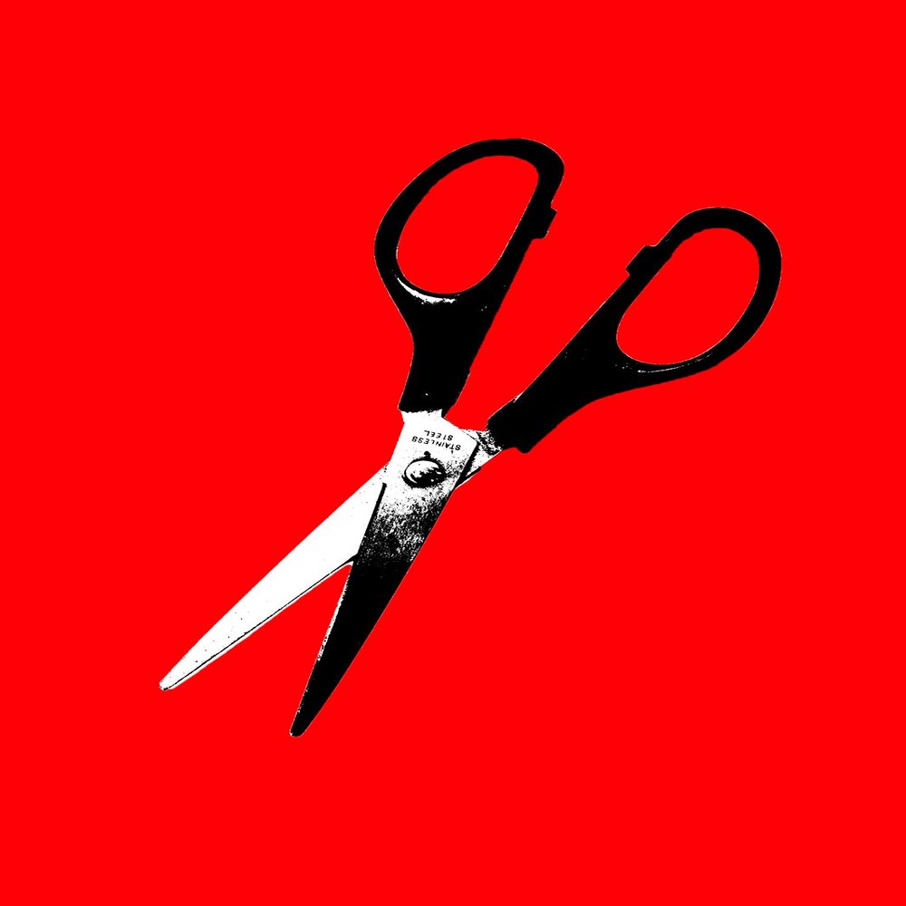 100% Smooth Cotton Paper - Scissors REDJECT - Art Print Poster Gift Retro - Stationary Cutting Crafts Lover - Size: 24 x 16 Inches