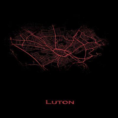 100% Smooth Cotton Paper - Luton, England, United Kingdom (UK) Original Map Design Red Splatter - Art Print Poster Photo Gift - Size: 24 x 16 Inches