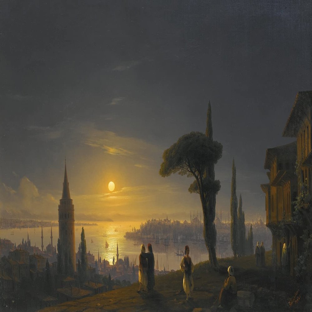 100% Smooth Cotton Paper - Ivan Aivazovsky - The Galata Tower by Moonlight (1845) Photo Poster Painting Art Print - Size: 24 x 16 Inches