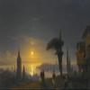 100% Smooth Cotton Paper - Ivan Aivazovsky - The Galata Tower by Moonlight (1845) Photo Poster Painting Art Print - Size: 24 x 16 Inches view 1