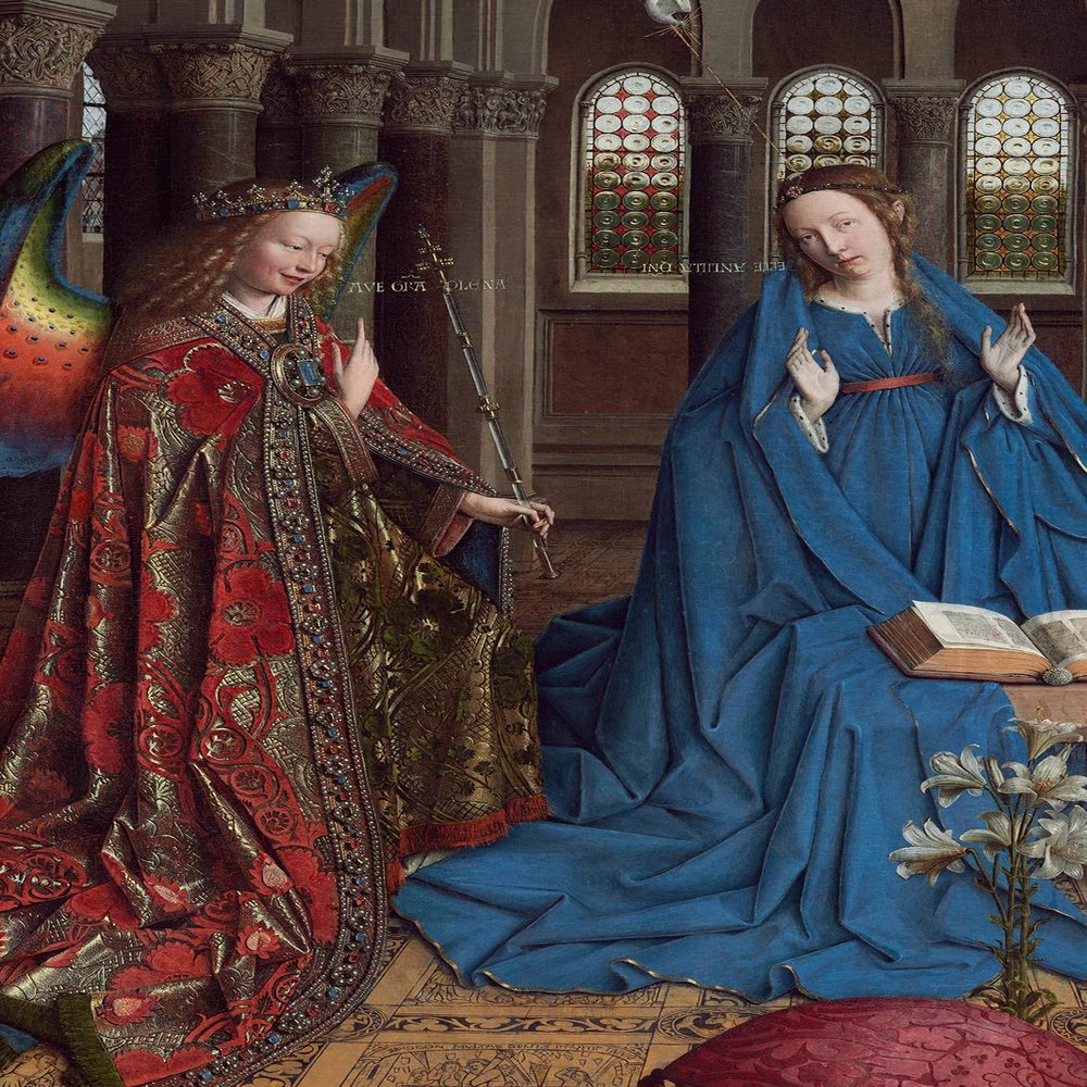 100% Smooth Cotton Paper - Jan Van Eyck - The Annunciation (1436) Photo Poster Painting Art Print - Size: 24 x 16 Inches