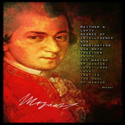 100% Smooth Cotton Paper - Mozart Art Print Photo Poster Gift Quote - Size: 24 x 16 Inches