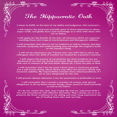 100% Smooth Cotton Paper - The Hippocratic Oath - Original Poster Photo Print Art Gift Medical Wisdom - Size: 24 x 16 Inches