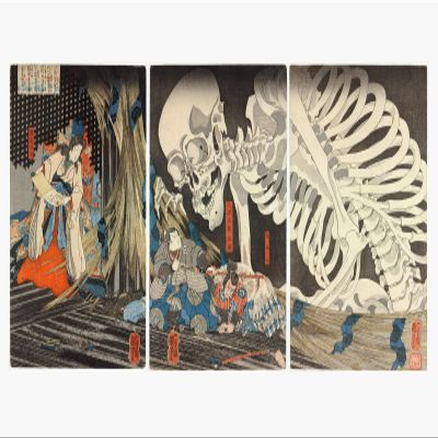 100% Smooth Cotton Paper - Utagawa Kuniyoshi - Takiyasha The Witch and The Skeleton Spectre (18th Century) - Painting Photo Poster Print Art Gift Japan Japanese - Size: 24 x 16 Inches