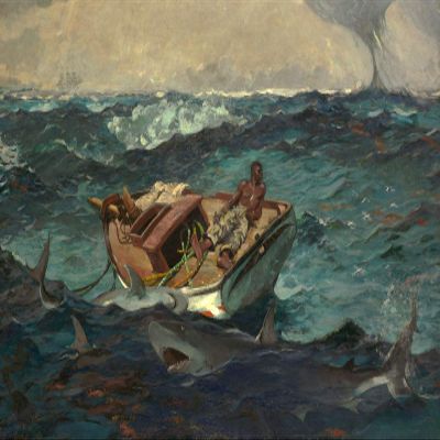 100% Smooth Cotton Paper - Winslow Homer - The Gulf Stream (1899) - Painting Photo Poster Print Art Gift Wall Home Decor - Ocean Water Waves Slave Boat - Size: 24 x 16 Inches