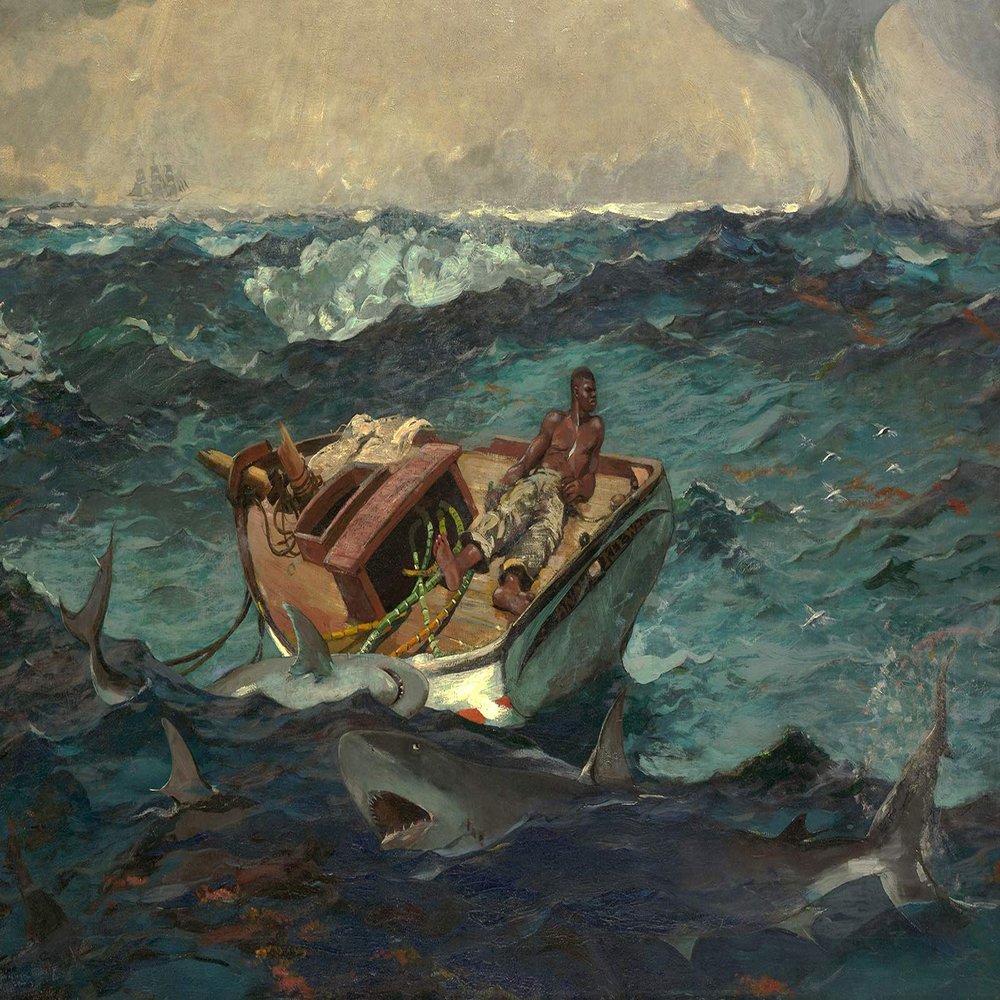 100% Smooth Cotton Paper - Winslow Homer - The Gulf Stream (1899) - Painting Photo Poster Print Art Gift Wall Home Decor - Ocean Water Waves Slave Boat - Size: 24 x 16 Inches