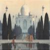 100% Smooth Cotton Paper - Hiroshi Yoshida - Morning Mist in Taj Mahal (1932) Photo Poster Painting Art Print - Size: 24 x 16 Inches view 1